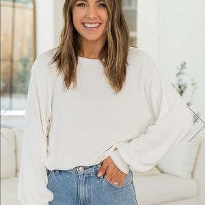 Daryl-Ann Denner Katie Brushed Ribbed Trim Blouse